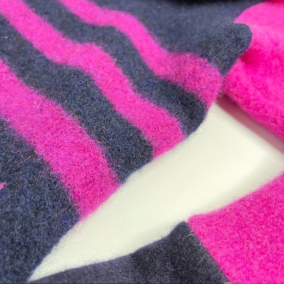 Rare! NEW Banbutsu 100% Wool Barbie Pink Purple Navy Striped Star Hoodie Shirt - Picture 7 of 14